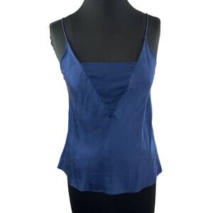 Nili Lotan Blue Spaghetti Strap Square Neckline Pullover Lightweight Cami Size S